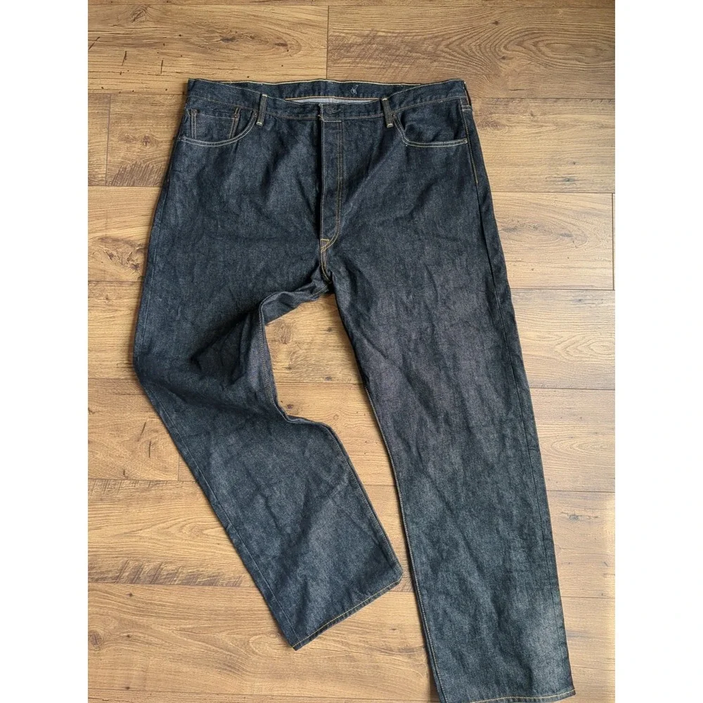Levis 501 Mens Sz 46x34(Measures 42x33) Black‎ Raw Denim Cotton Button Fly High